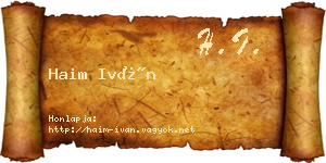 Haim Iván névjegykártya