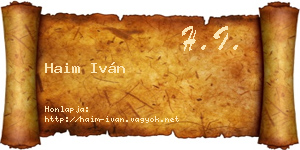Haim Iván névjegykártya